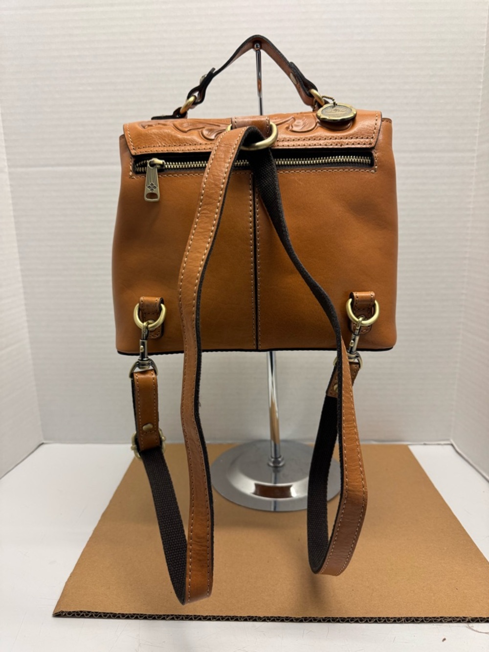 Patricia Nash Sinclair Tooled Leather Convertible Backpack - Picture 13 of 14